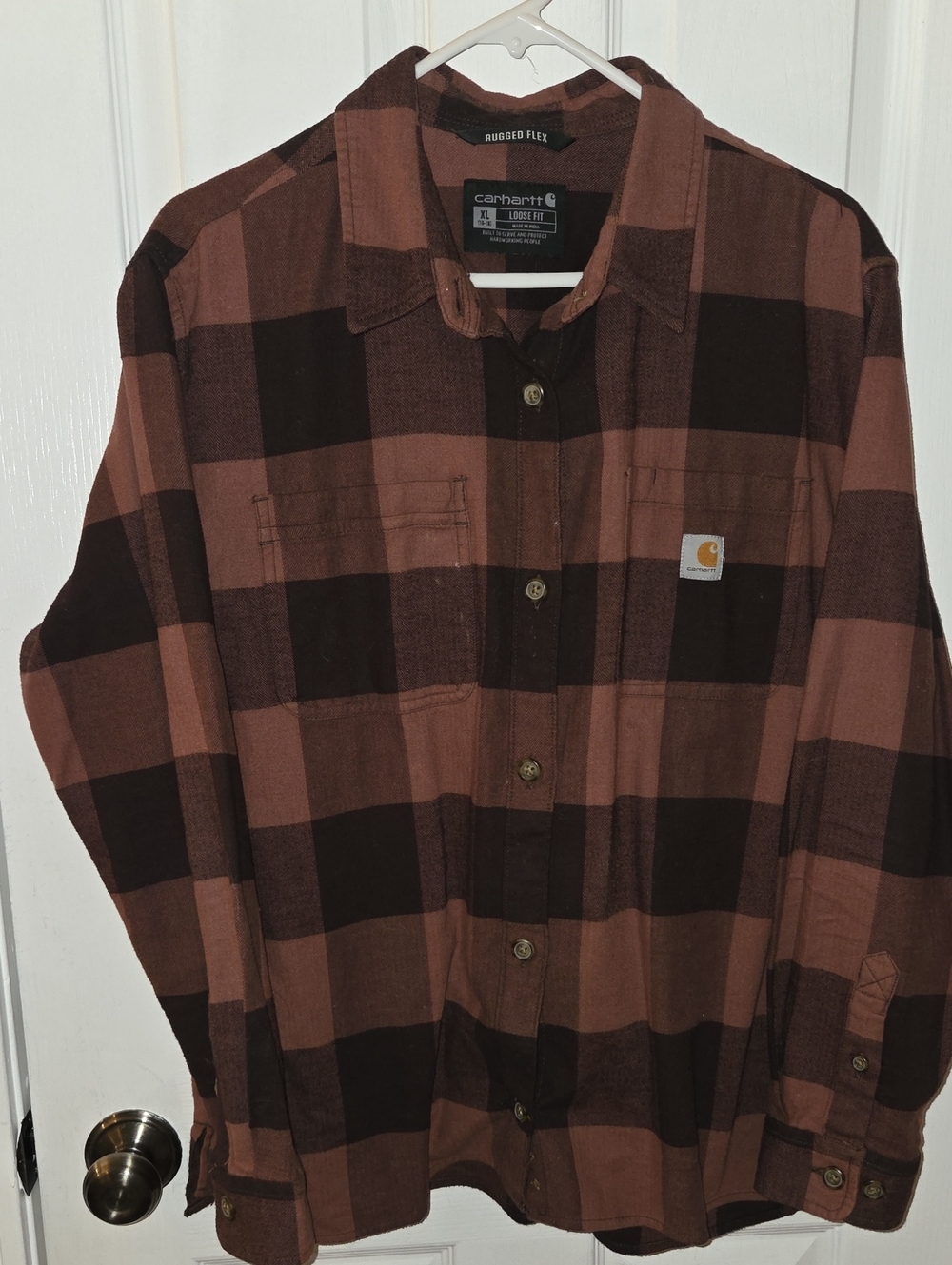 Carhartt Brown Plaid Women's Rugged Flex Button-Down Shirt Jacket